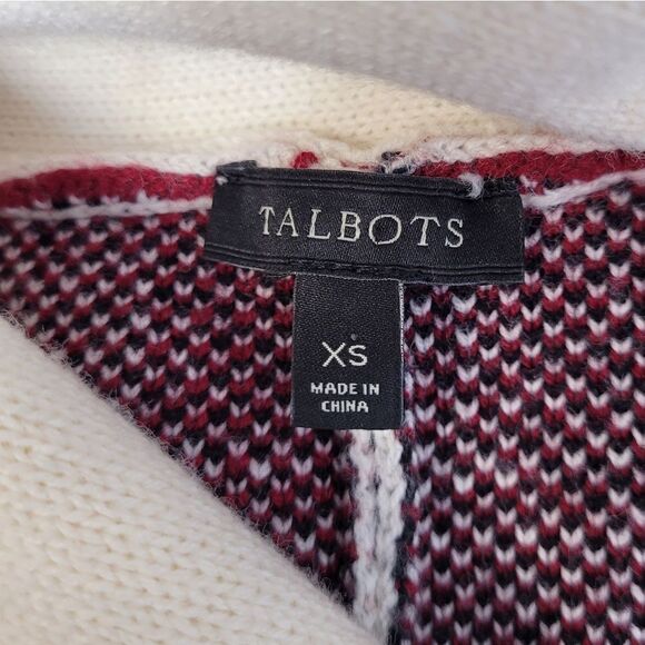 TALBOTS plaid lambswool blend knit light academia sweater poncho XS - Picture 6 of 8